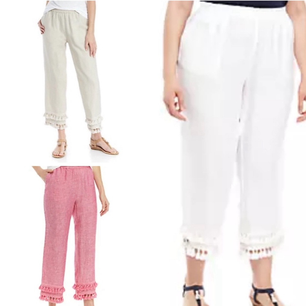 Crown and Ivy Tassel Tier 100% Linen Pants Bundle of 3 Sizes 8 and 10